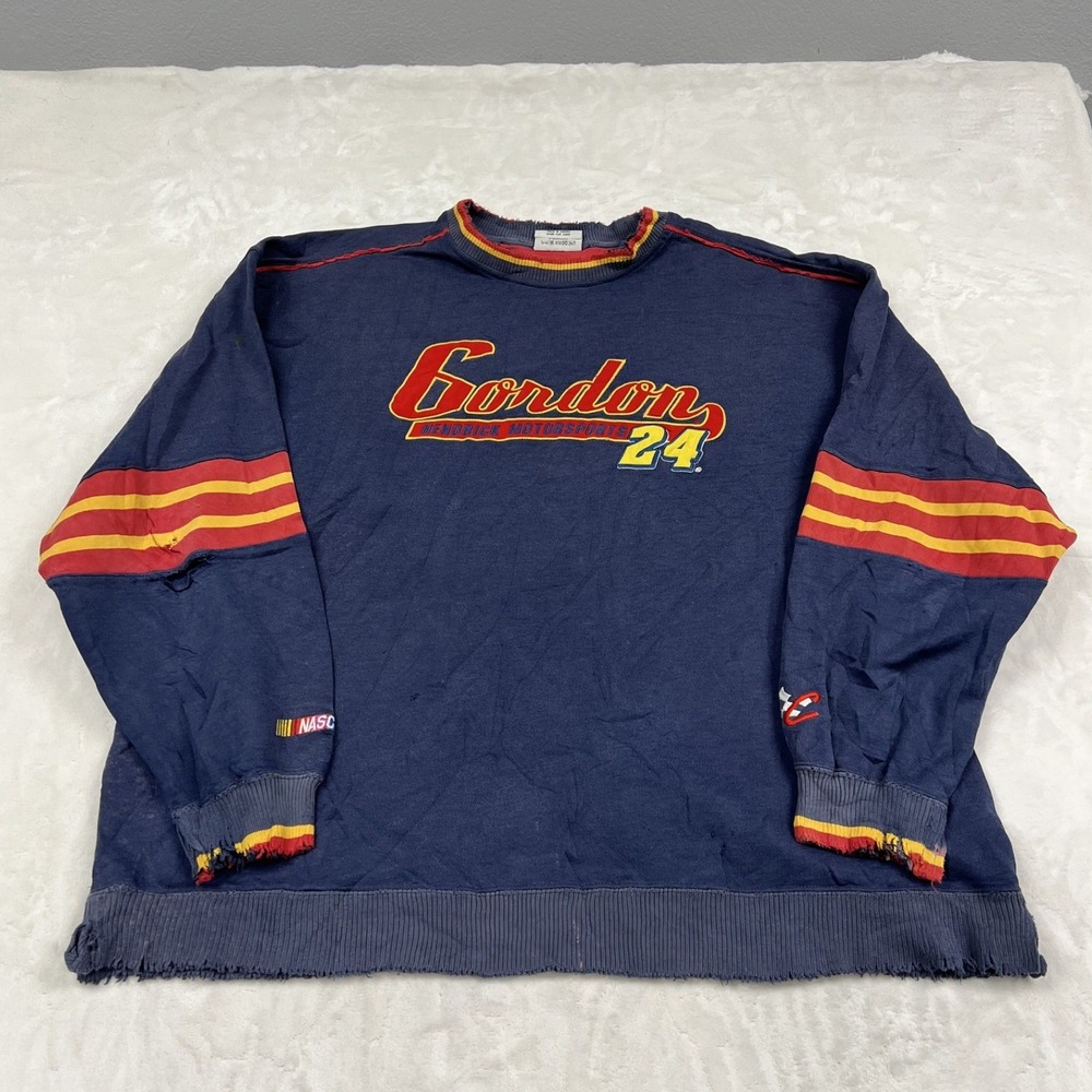 Chase Authentics Sweatshirt Mens XXL Navy Jeff Gordon 24 NASCAR Distressed